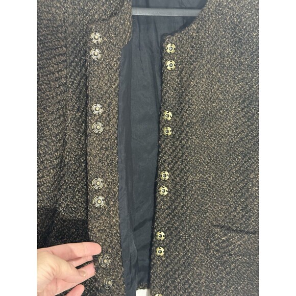 Coldwater Creek Tweed Jacket Blazer 3/4 Sleeve Metallic Brown - Picture 5 of 10